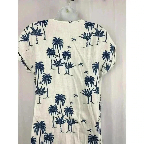 Desmond & Dempsey X H&M Linen Blend Dress XS Blue Trees White NO BELT - Picture 12 of 13